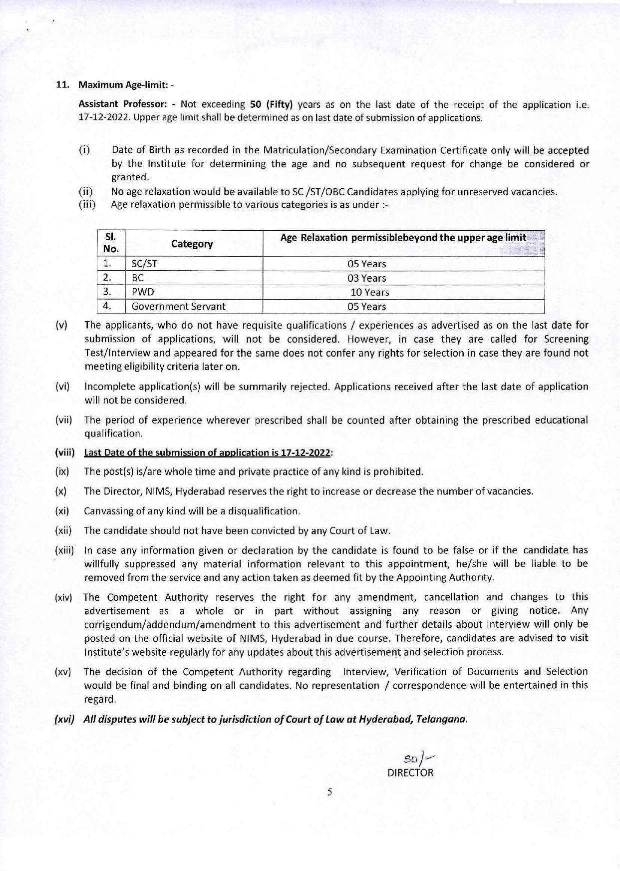 Nizams Institute of Medical Sciences (NIMS) Invites Application for 46 Assistant Professor Recruitment 2022 - Page 9