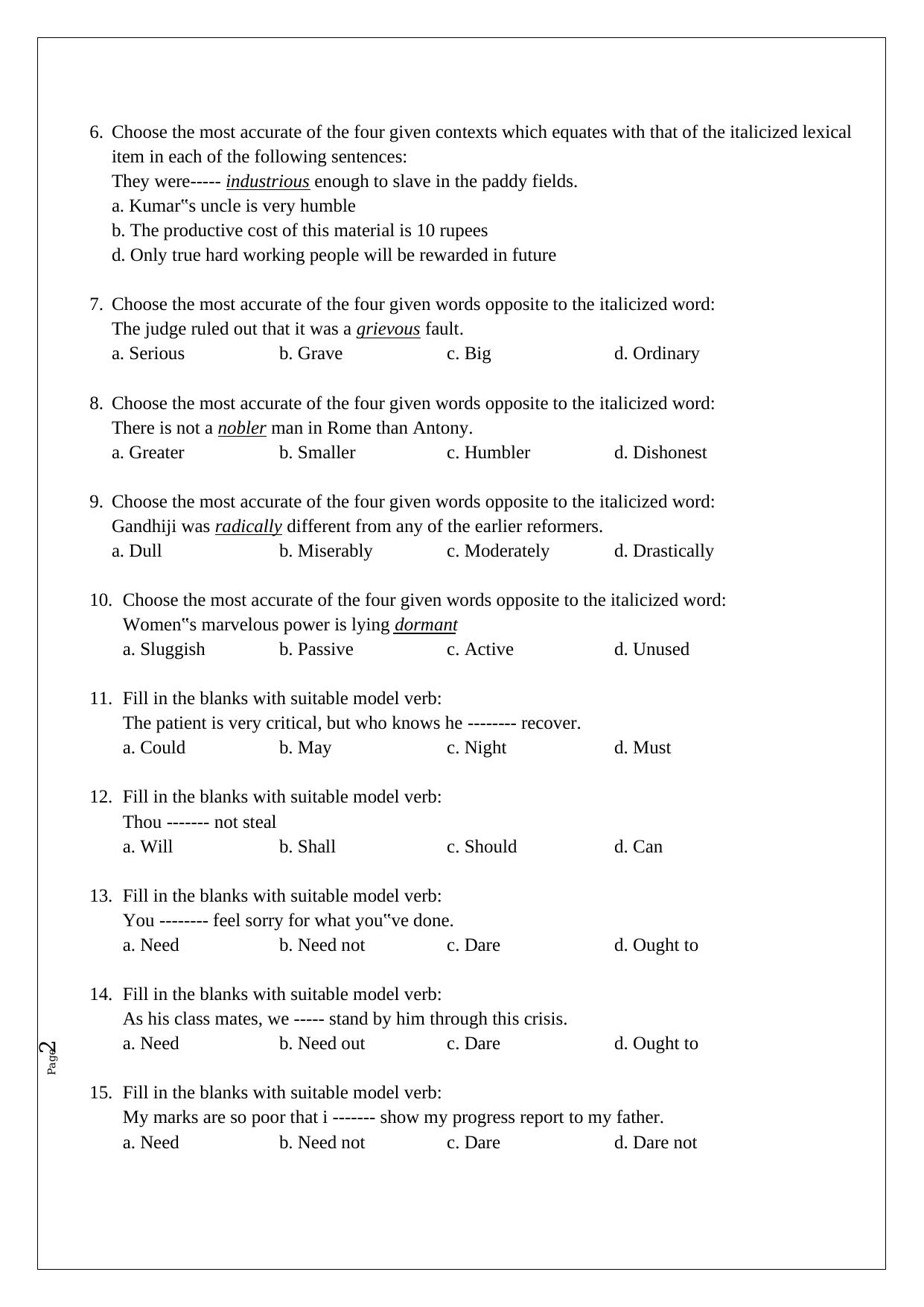 TNPSC Group 4 Question Paper - Page 2