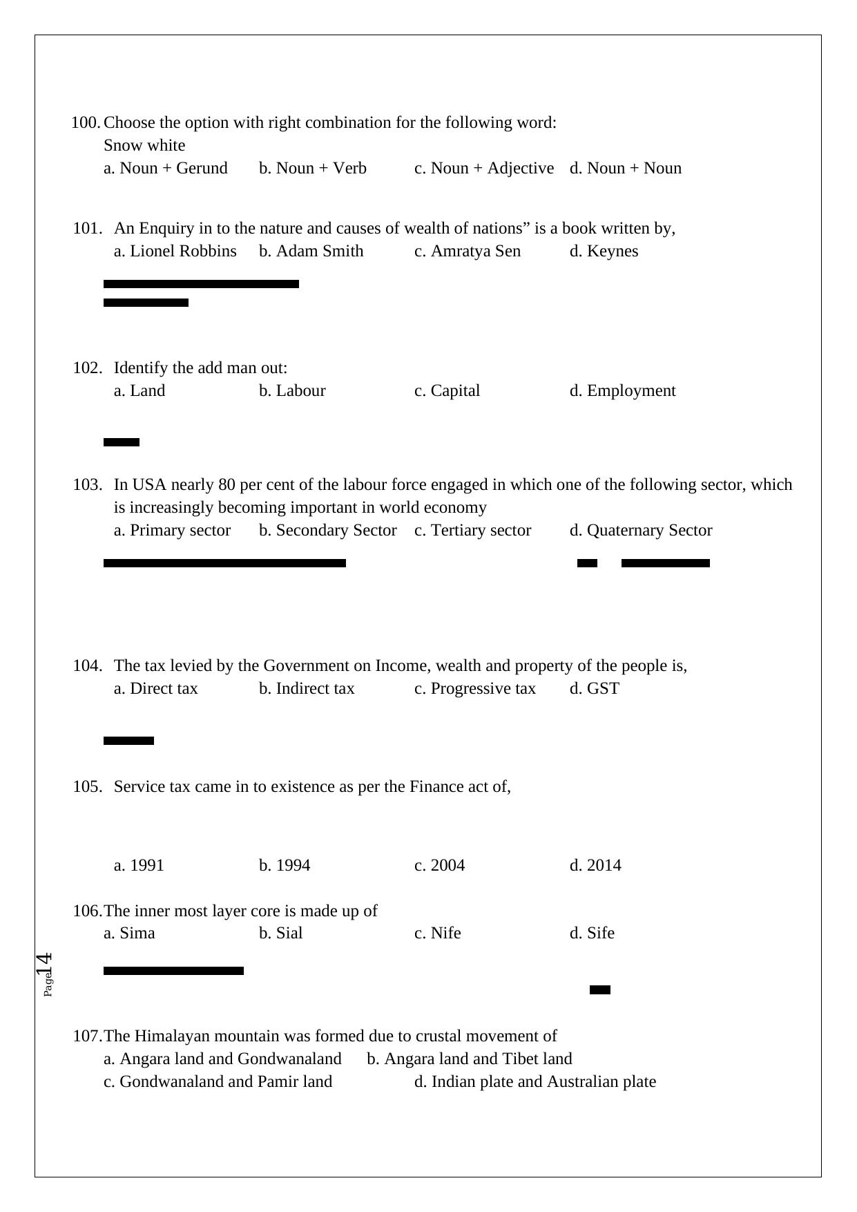 TNPSC Group 4 Question Paper - Page 14