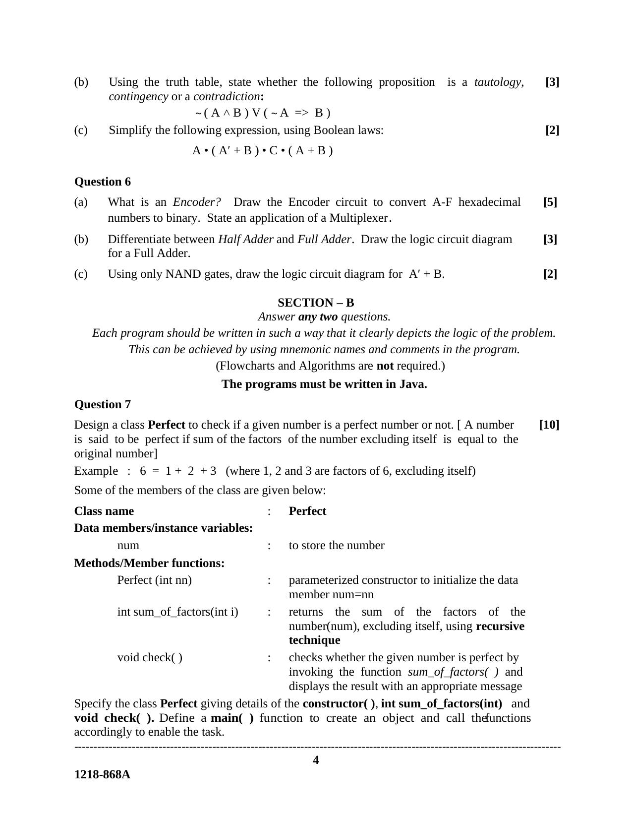 Assam Public Service Commission (APSC) Old Papers Computer Theory - Page 4