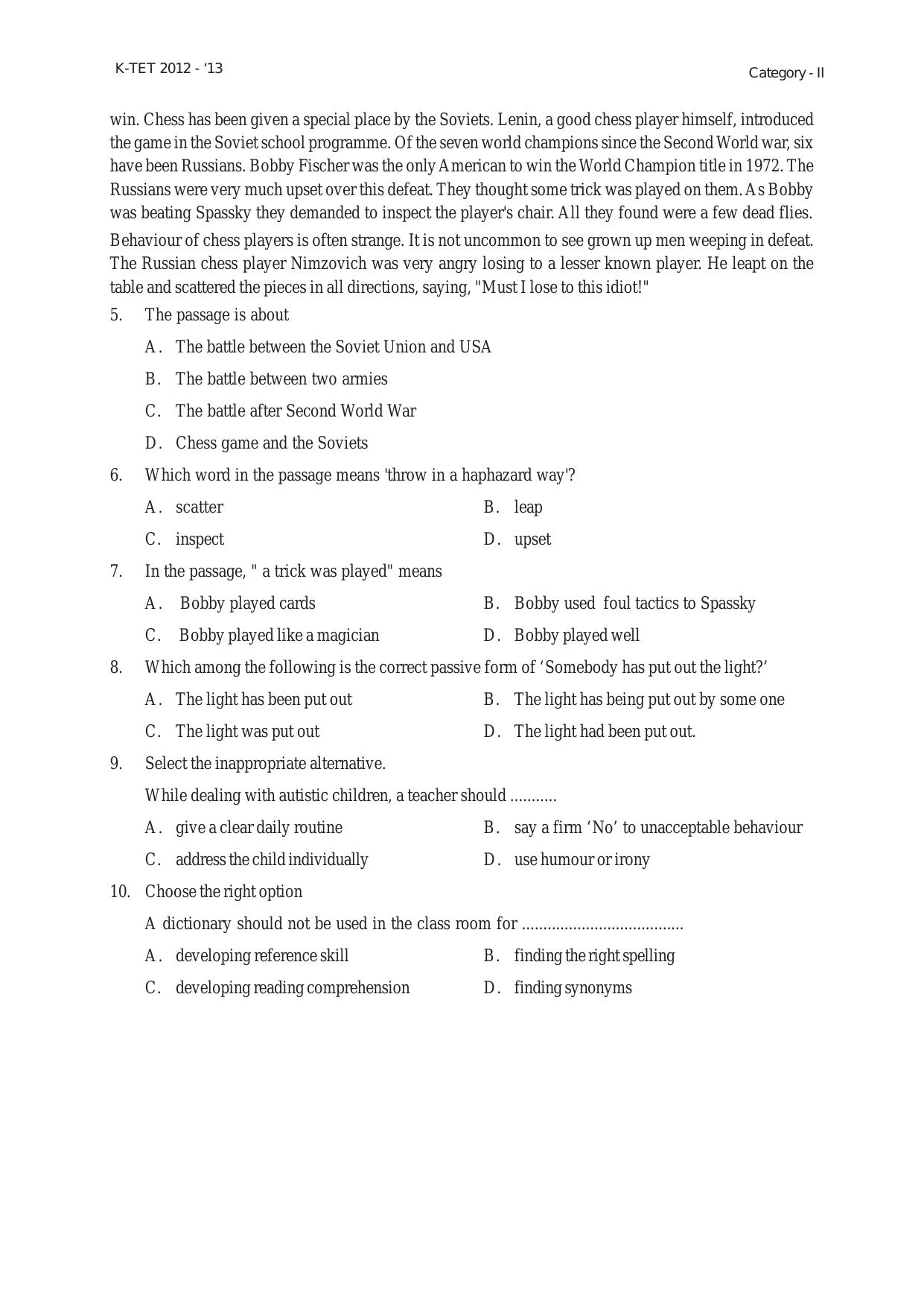 Kerala TET Upper Primary Teacher (Class 6-8) Category Model Papers - Page 8