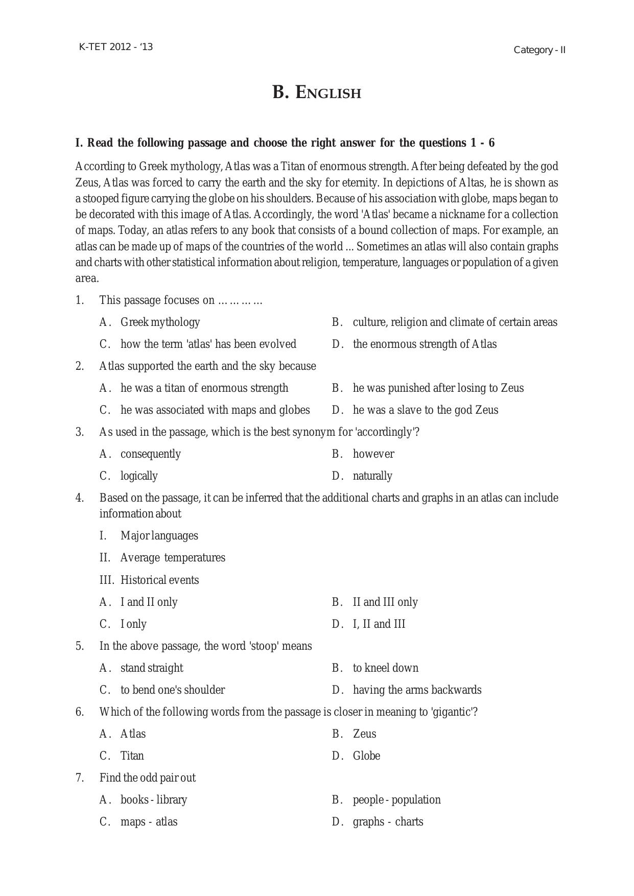 Kerala TET Upper Primary Teacher (Class 6-8) Category Model Papers - Page 10