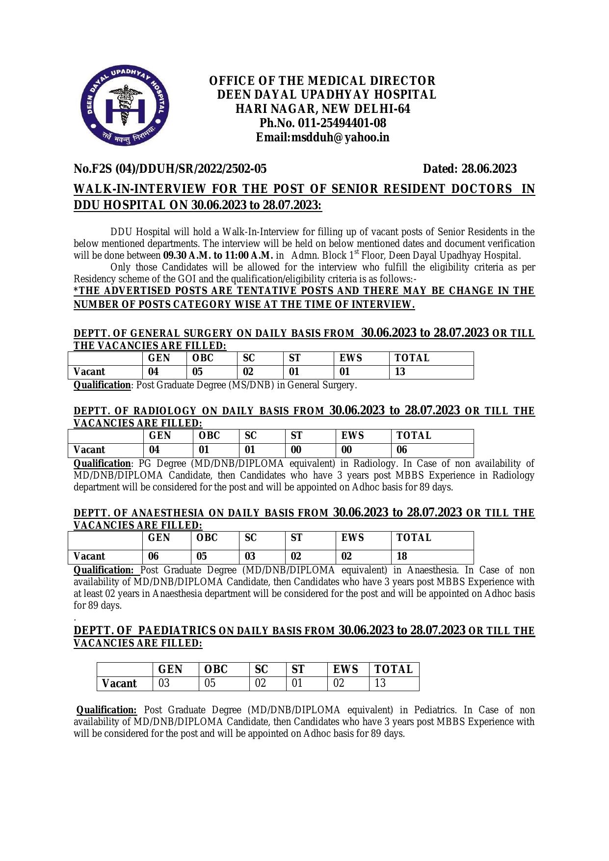 DDUH Senior Resident Doctor Recruitment 2023 - Page 3