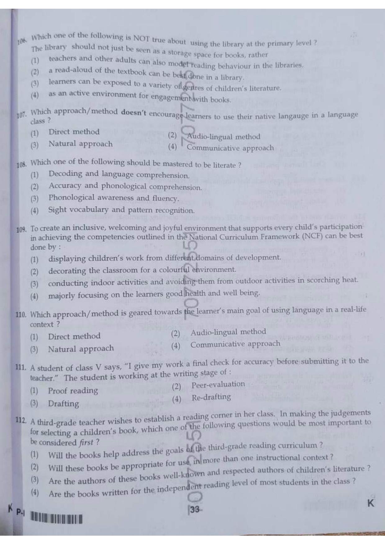 ctet paper 1 question paper SET K - Page 33