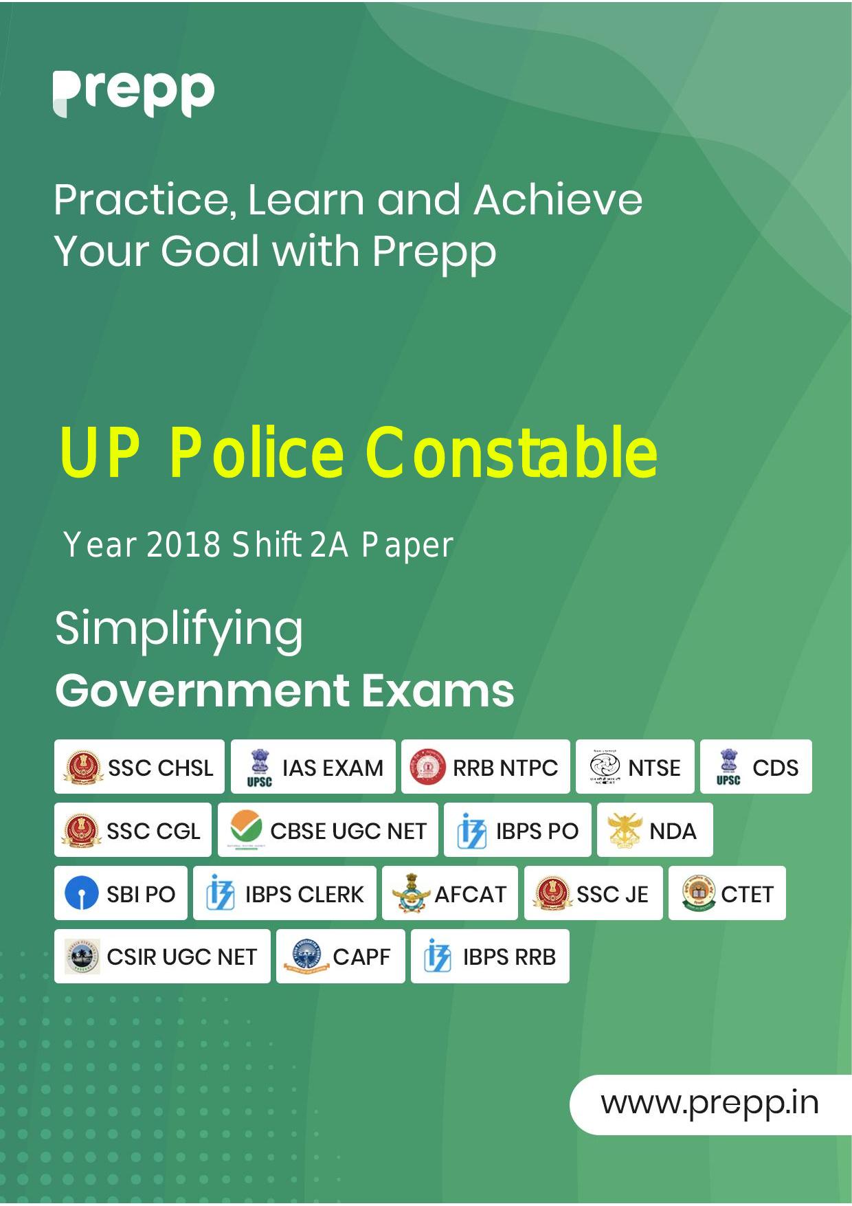 UPPRPB Police Constable Question Papers 2018 Shift 2 B Paper - Page 1