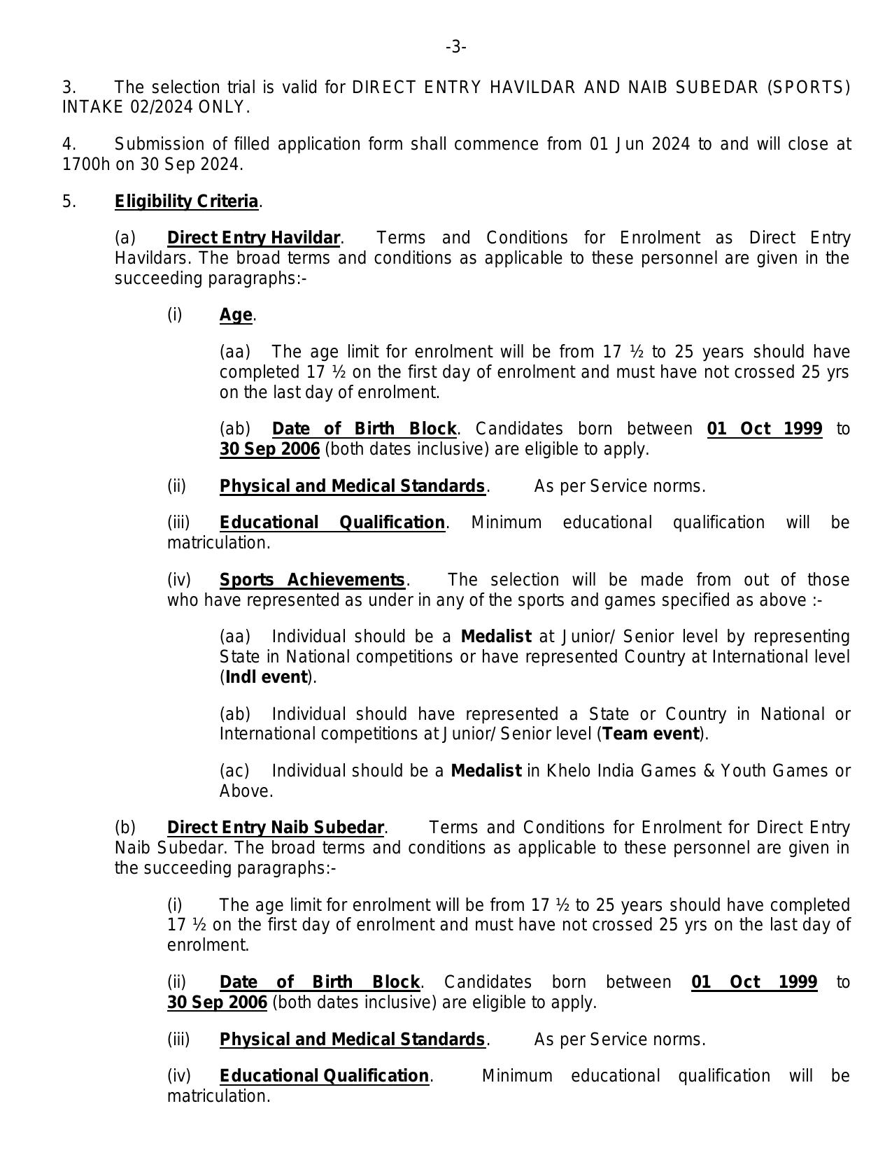Indian Army Havaldar, Naib Subedar Recruitment 2024 - Page 3