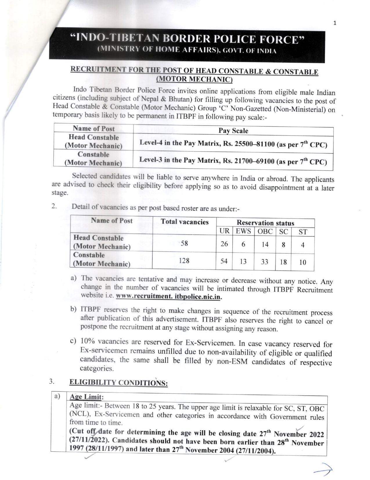 ITBP Invites Application for 186 Head Constable, Constable Recruitment 2022 - Page 2