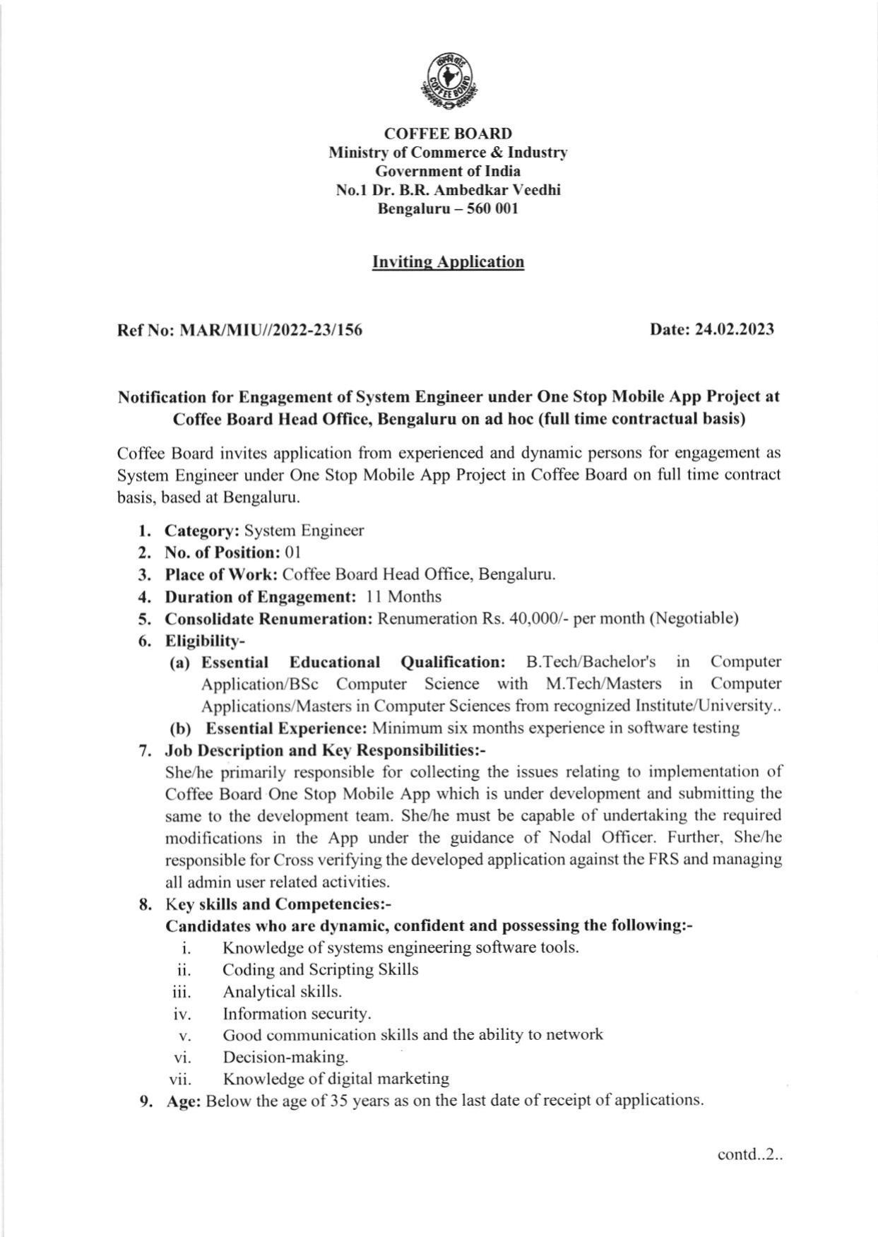 Coffee Board Invites Application for System Engineer Recruitment 2023 - Page 3