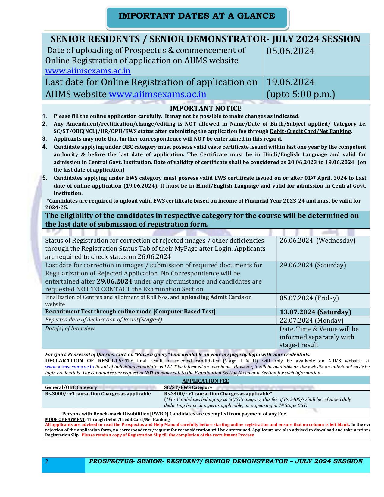 AIIMS 517 Senior Resident/ Senior Demonstrator Recruitment 2024 - Page 2