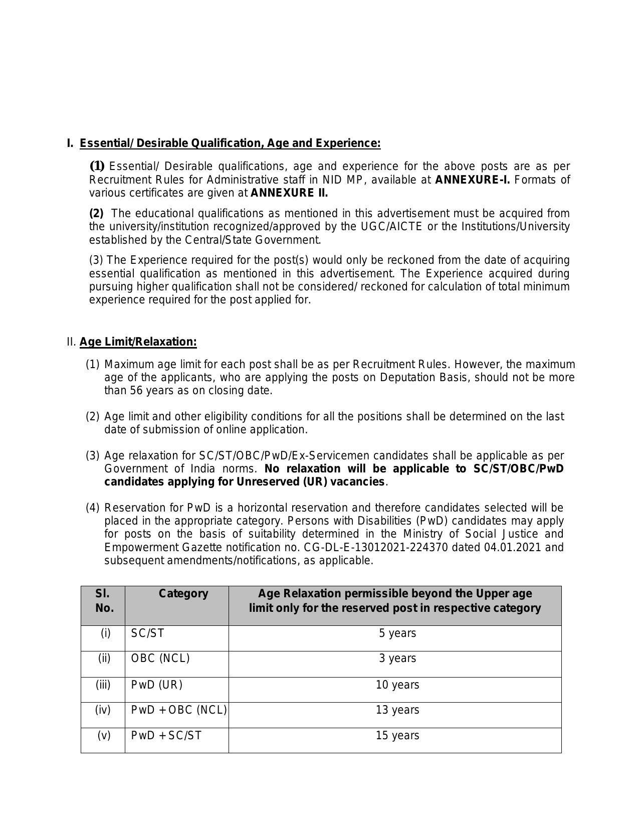 NID MP Invites Application for Deputy Registrar, Administrative Officer, More Vacancies Recruitment 2022 - Page 12