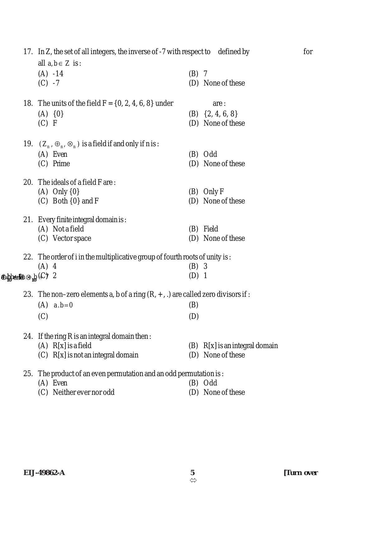 Delhi High Court Junior Judicial Assistant Maths Previous Question Paper - Page 10