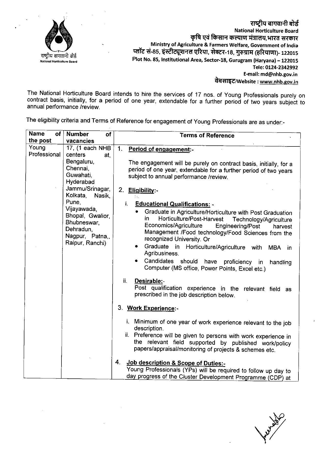 National Horticulture Board Recruitment 2022 for 17 Young Professional - Page 3