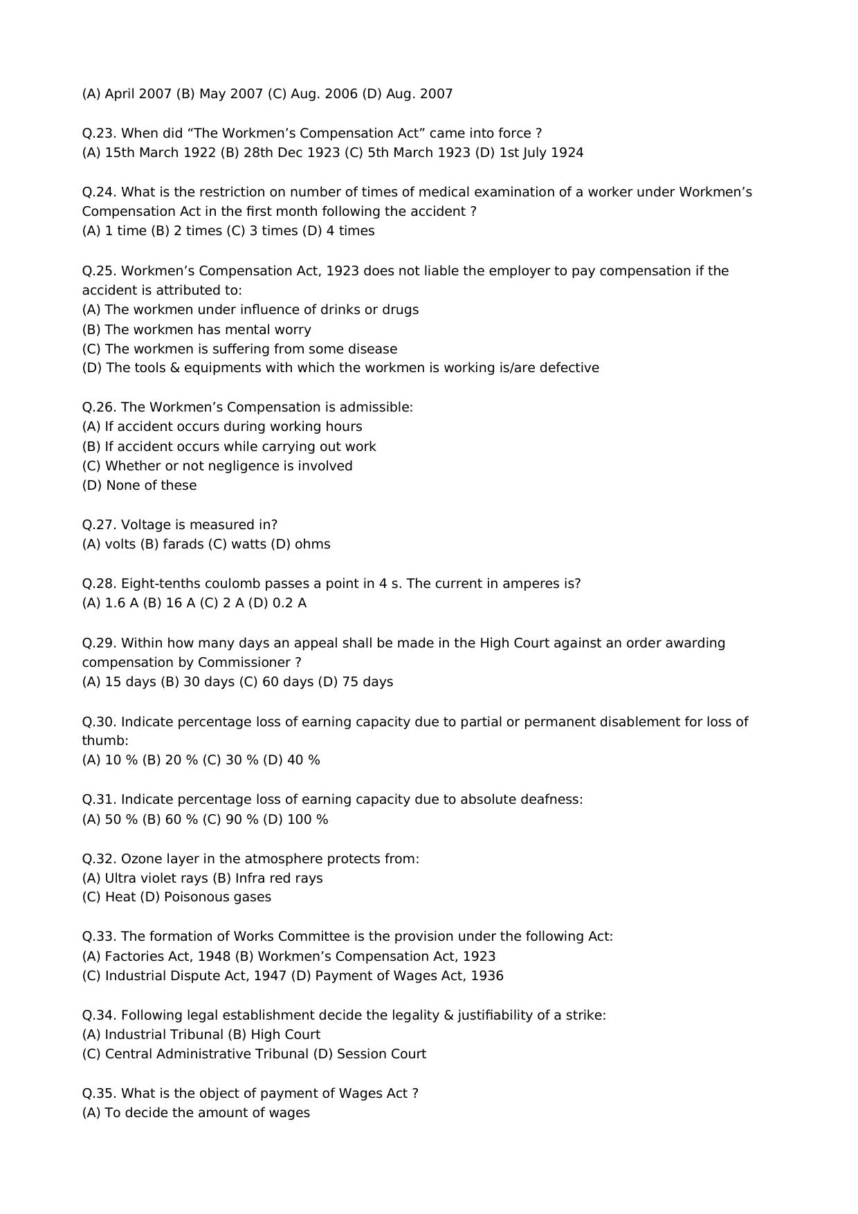 PSPCL General Knowledge Previous Year Question paper  - Page 3
