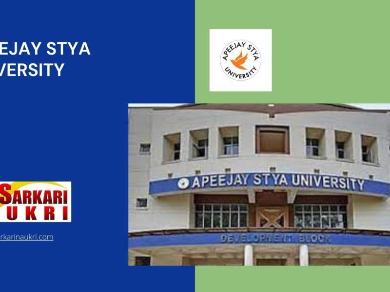 Appejay Stya University Recruitment