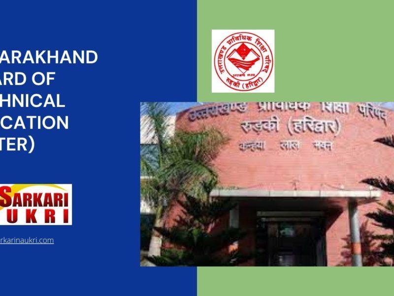 Uttarakhand Board of Technical Education (UBTER) Recruitment