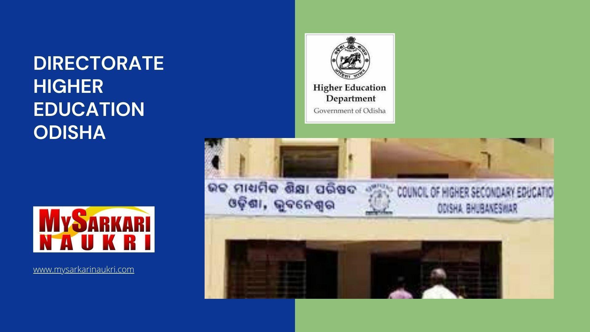 Directorate Higher Education Odisha Recruitment