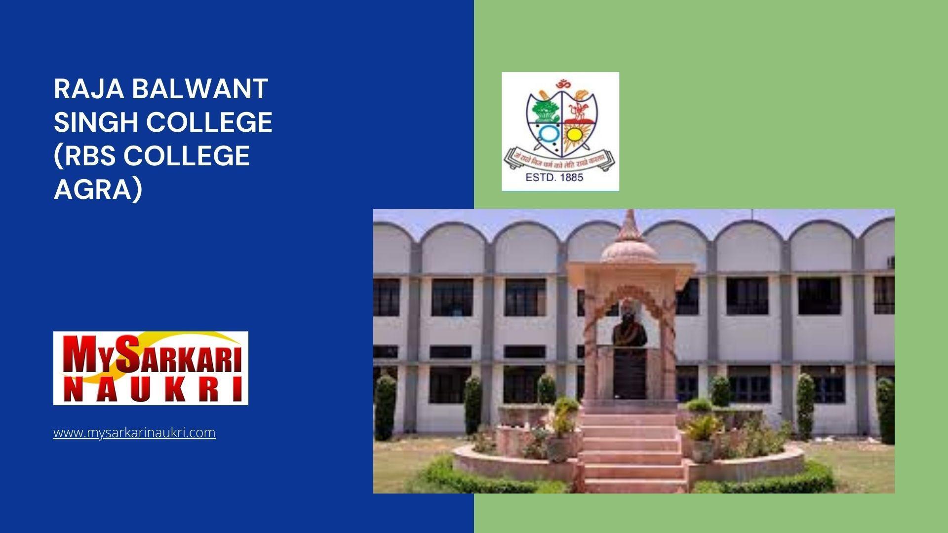 Raja Balwant Singh College (RBS College Agra) Recruitment ...