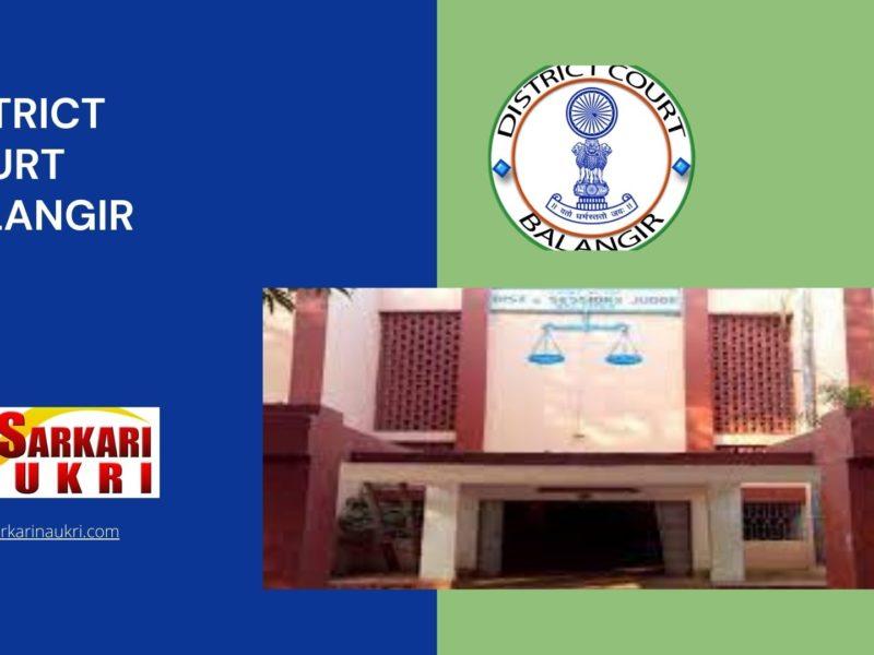 District Court Bolangir Recruitment