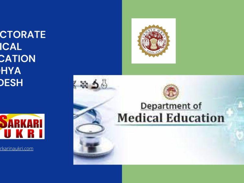 Directorate Medical Education Madhya Pradesh Recruitment