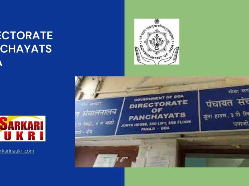 Directorate Panchayats Goa Recruitment