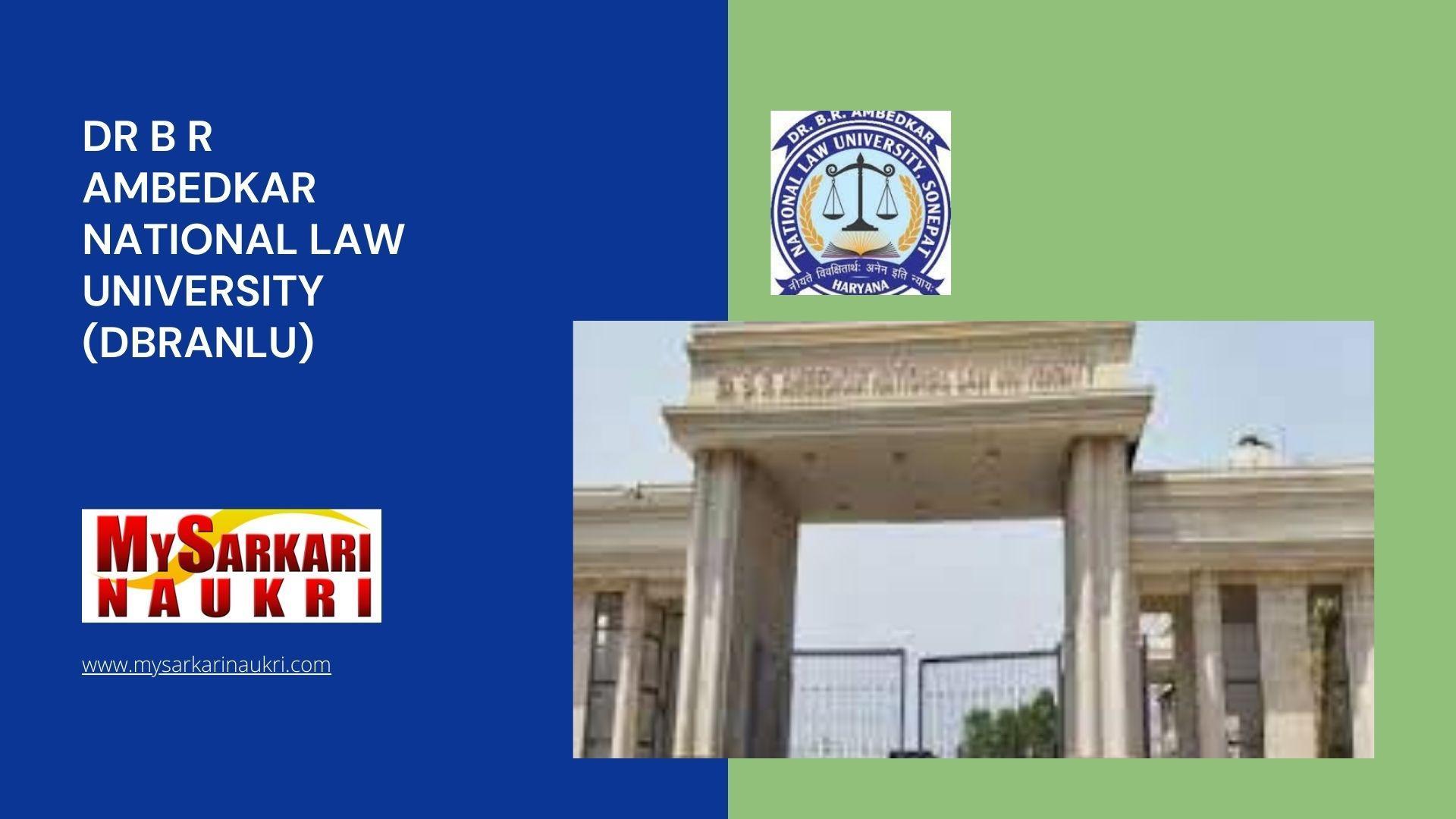 Dr B R Ambedkar National Law University (DBRANLU) Recruitment ...