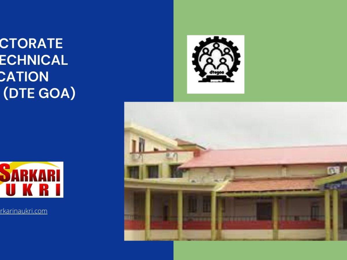 Directorate of Technical Education Goa (DTE Goa) Recruitment