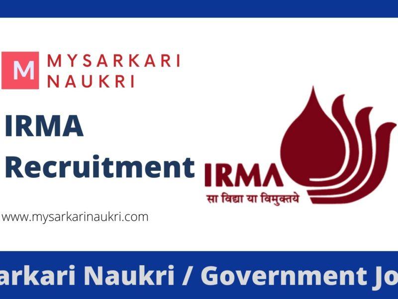 IRMA Recruitment 2023 Institute of Rural Management Anand Jobs