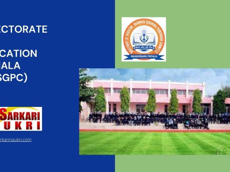 Directorate of Education Patiala (DESGPC) Recruitment