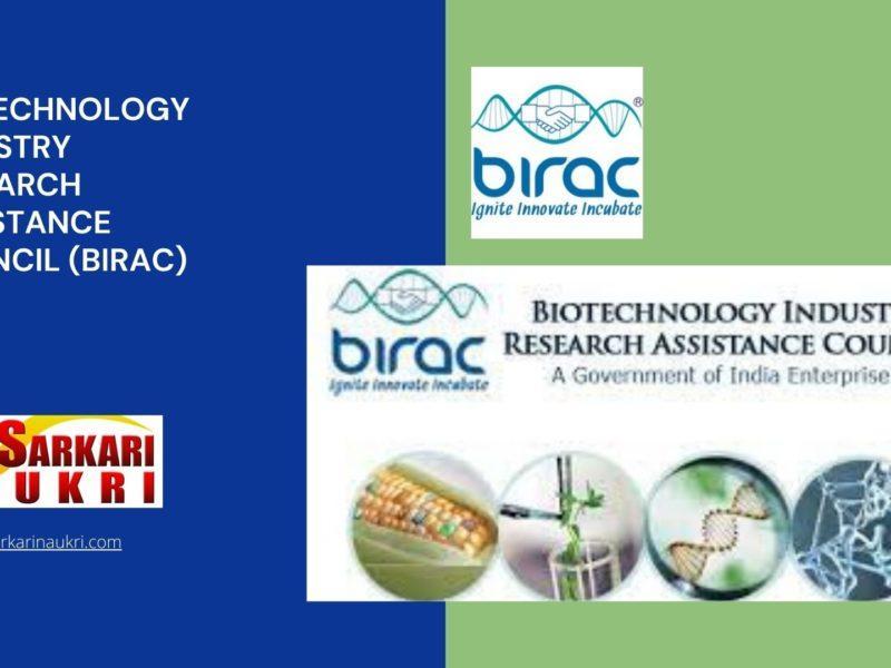 Biotechnology Industry Research Assistance Council (BIRAC) Recruitment