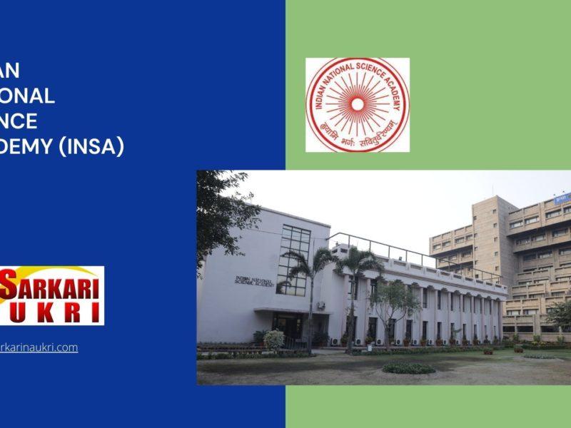 Indian National Science Academy (INSA) Recruitment