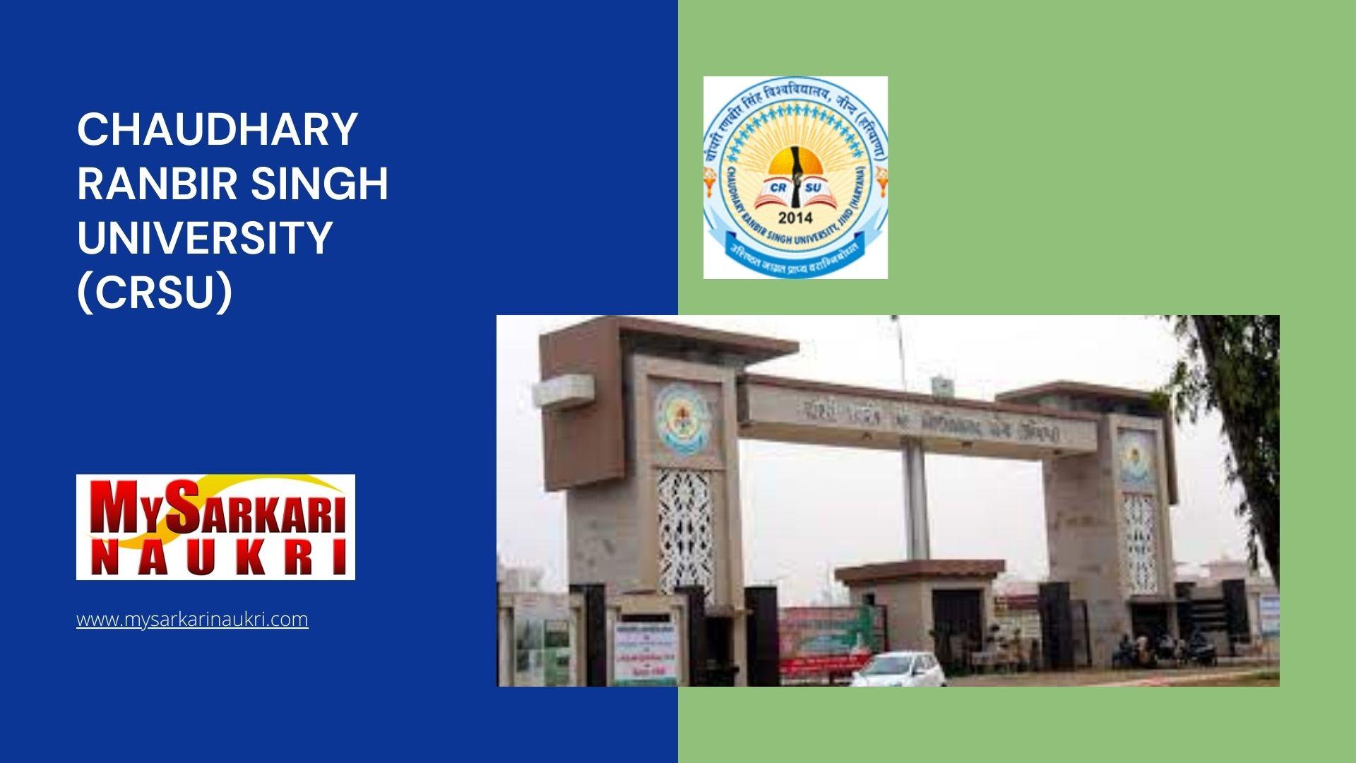 Chaudhary Ranbir Singh University (CRSU) Recruitment - MySarkariNaukri En