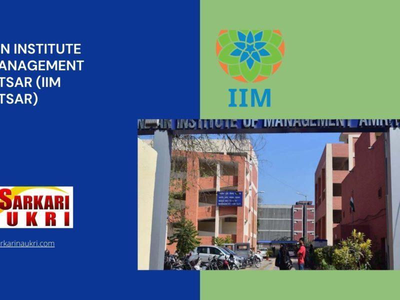 Indian Institute of Management Amritsar (IIM Amritsar) Recruitment