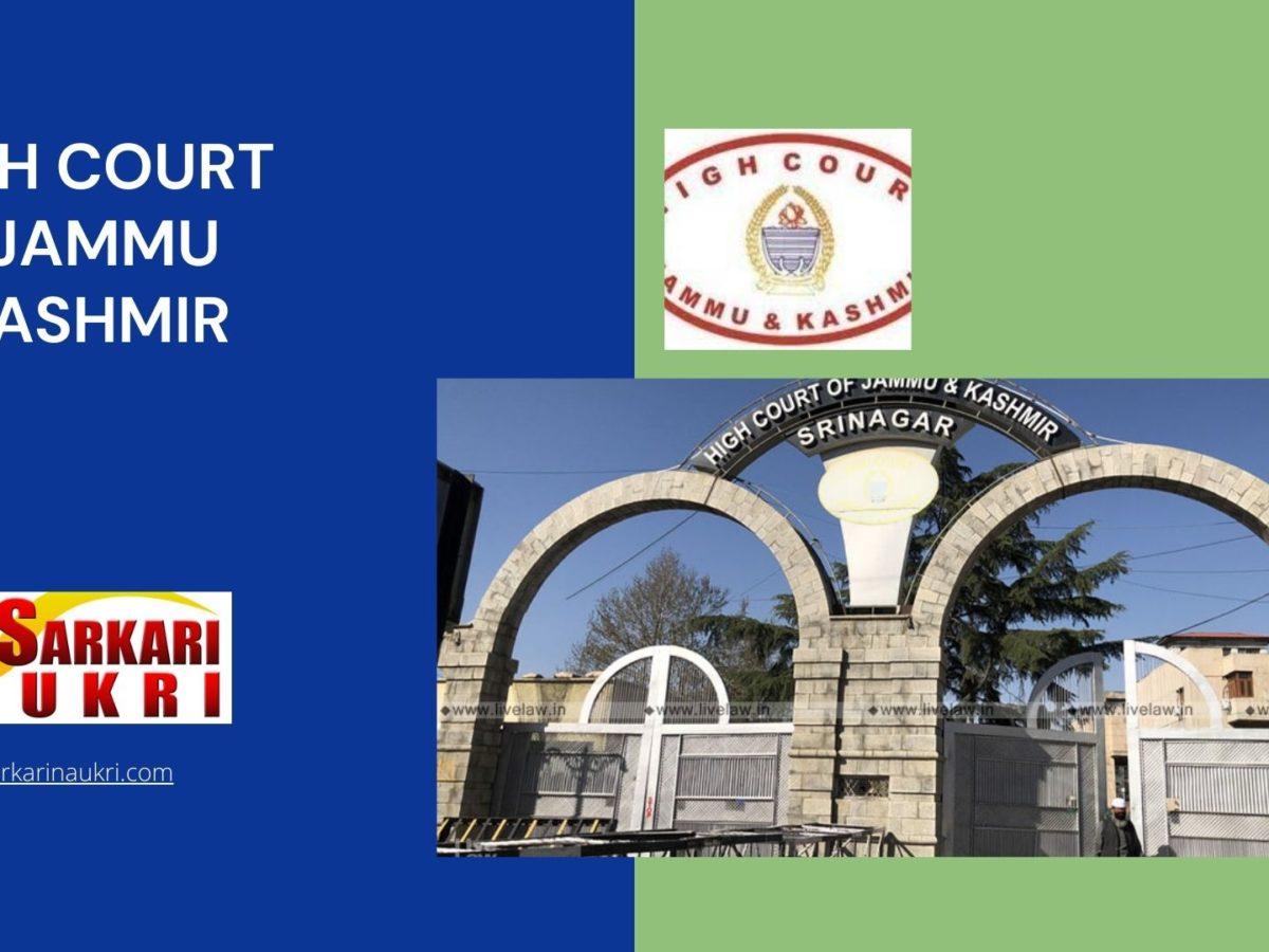 High Court of Jammu & Kashmir Recruitment