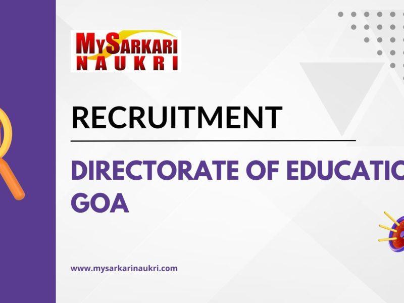 Directorate of Education Goa Recruitment