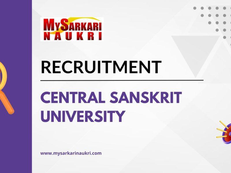Central Sanskrit University Recruitment