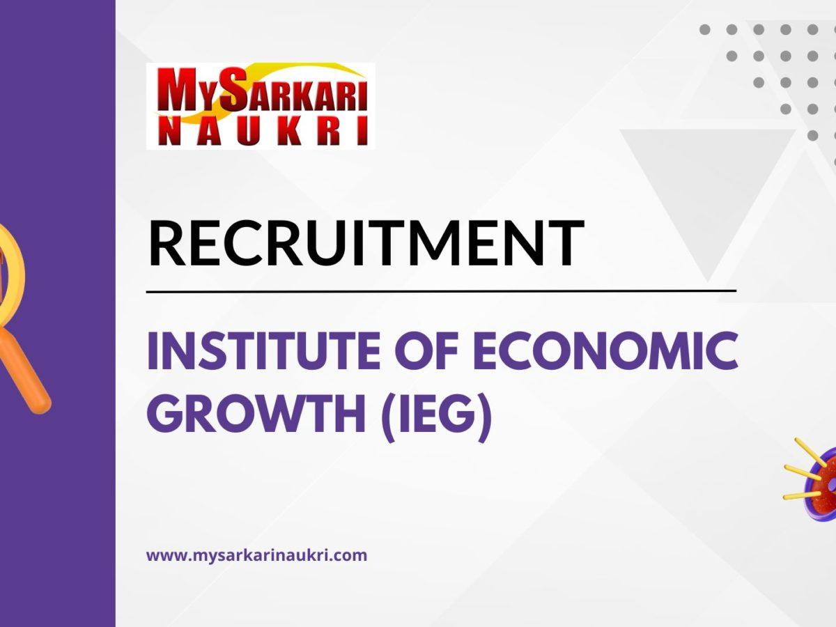 Institute of Economic Growth (IEG) Recruitment