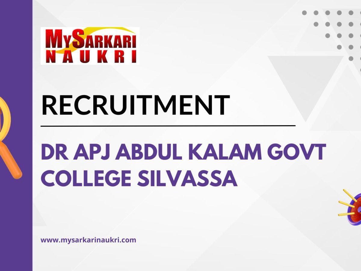 Dr APJ Abdul Kalam Govt College Silvassa Recruitment