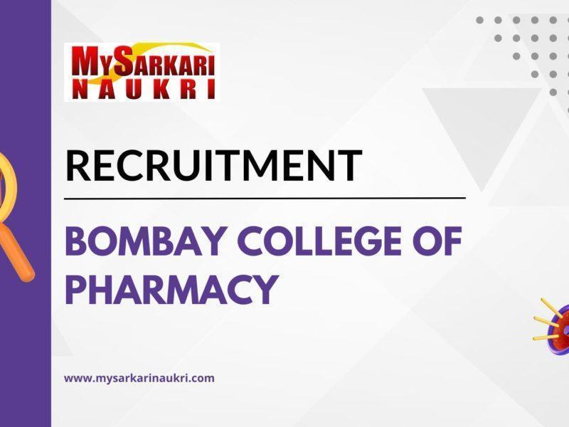 Bombay College of Pharmacy Recruitment
