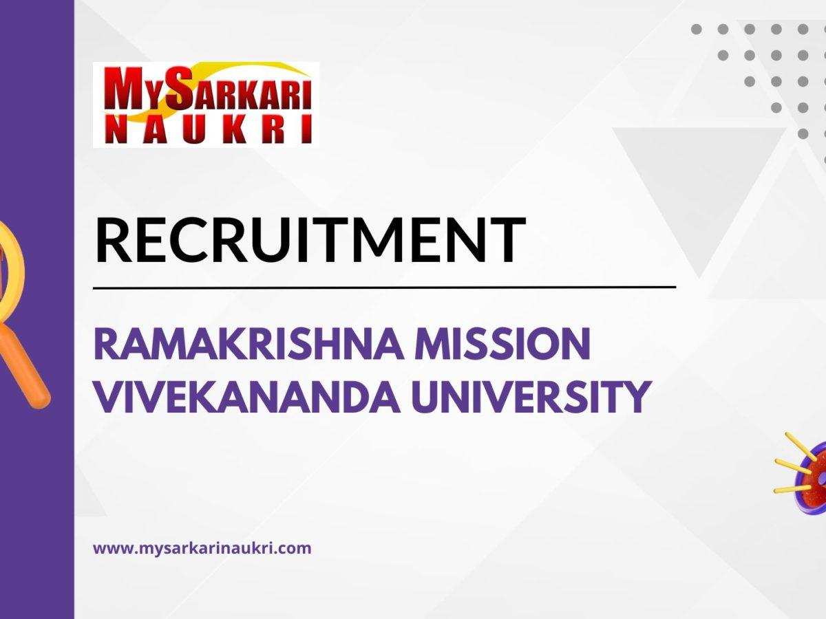 Ramakrishna Mission Vivekananda University Recruitment