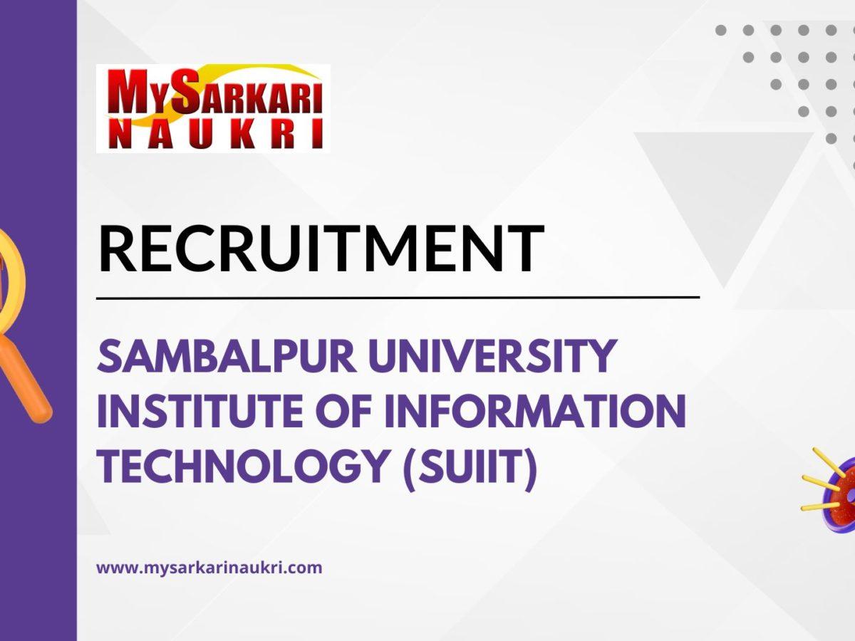 Sambalpur University Institute of Information Technology (SUIIT) Recruitment