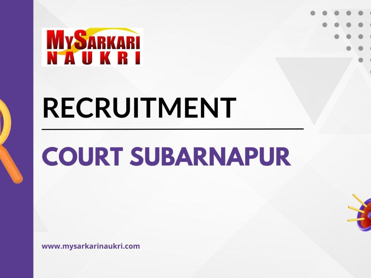 Court Subarnapur Recruitment