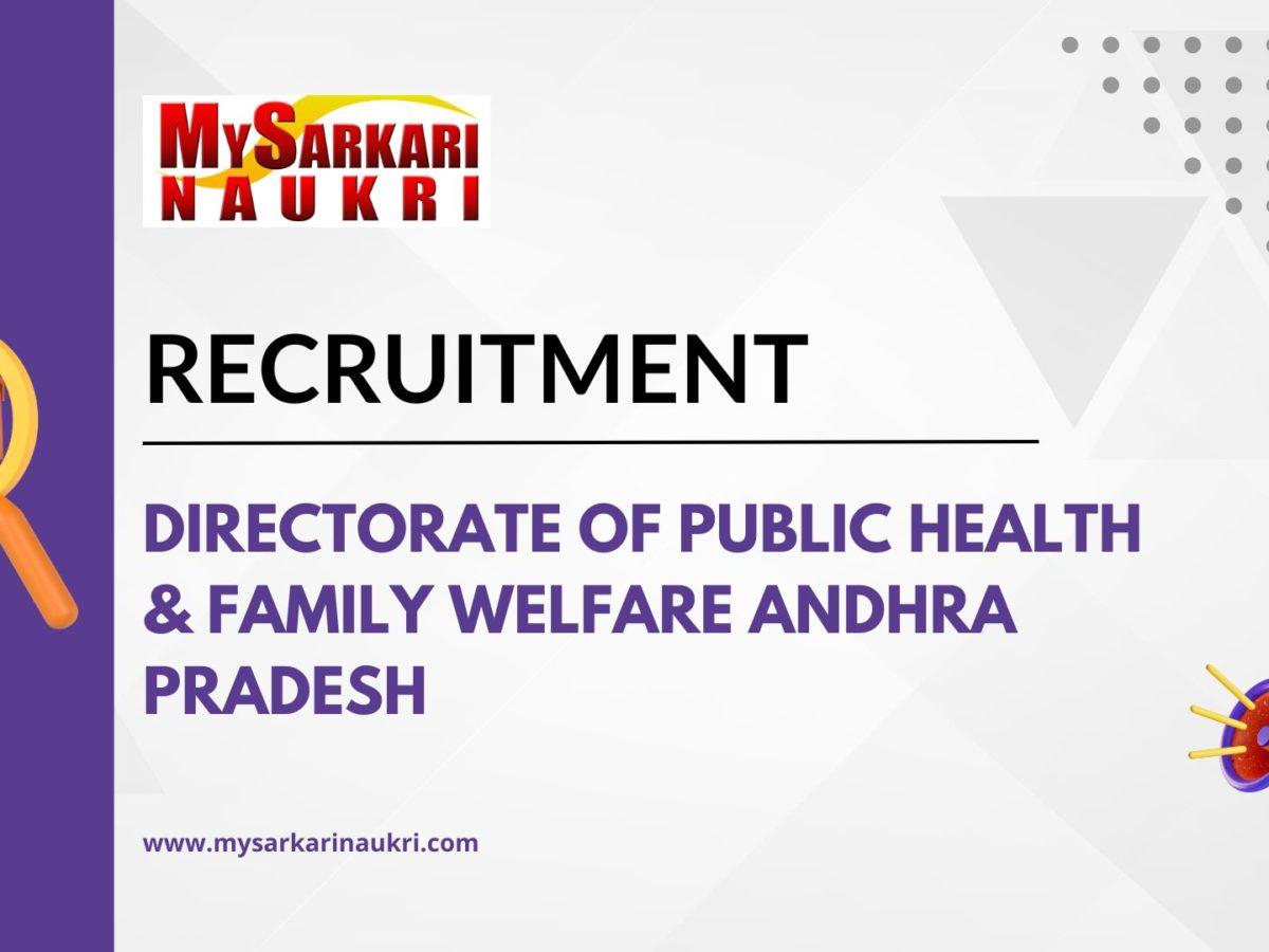 Directorate of Public Health & Family Welfare Andhra Pradesh Recruitment