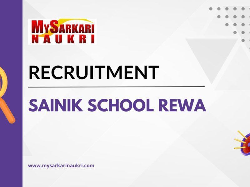 Sainik School Rewa Recruitment