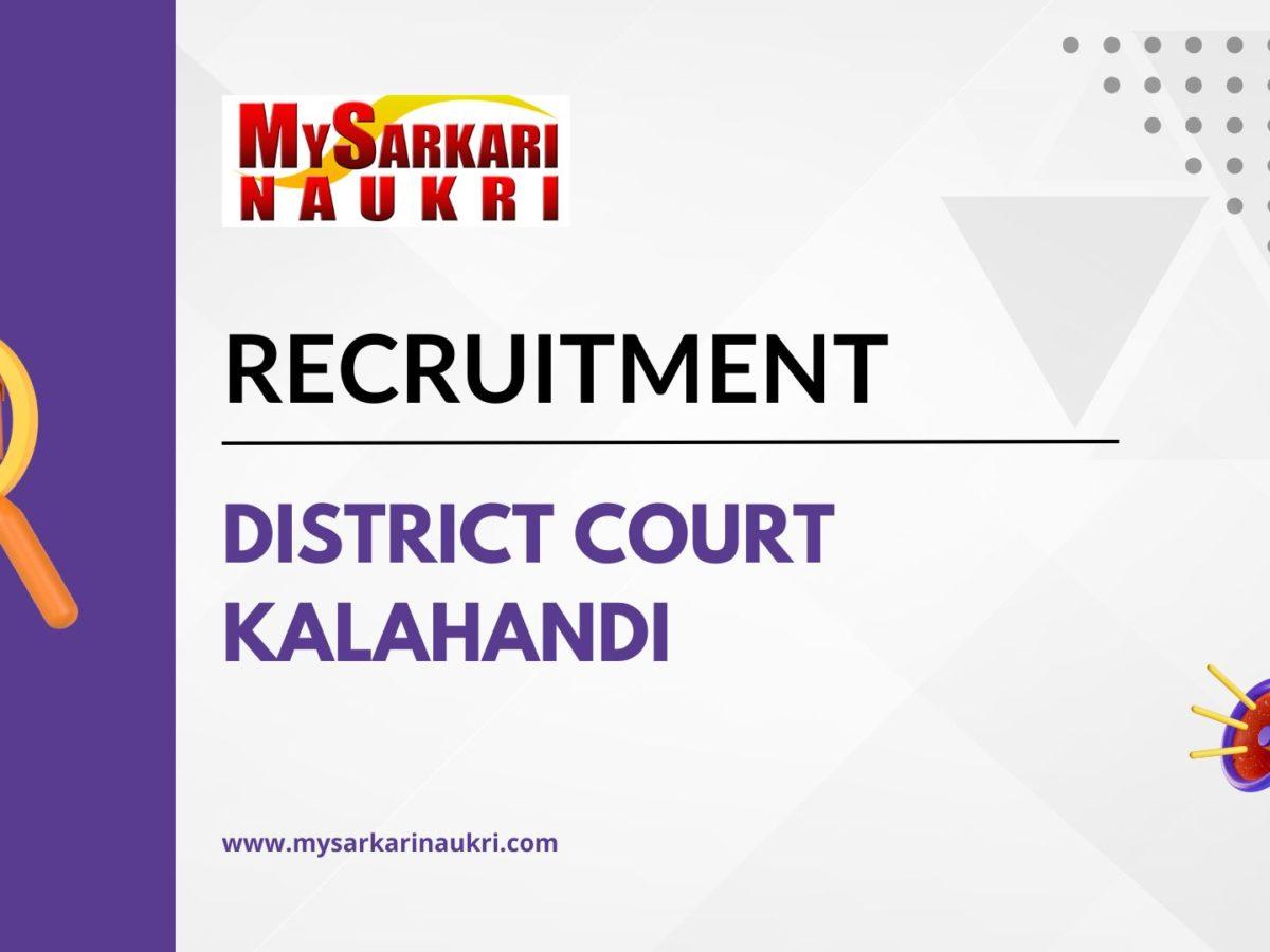 District Court Kalahandi Recruitment
