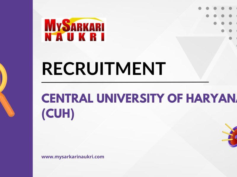 Central University Of Haryana (CUH) Recruitment