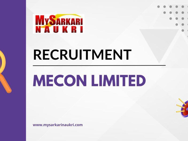 MECON Limited Recruitment