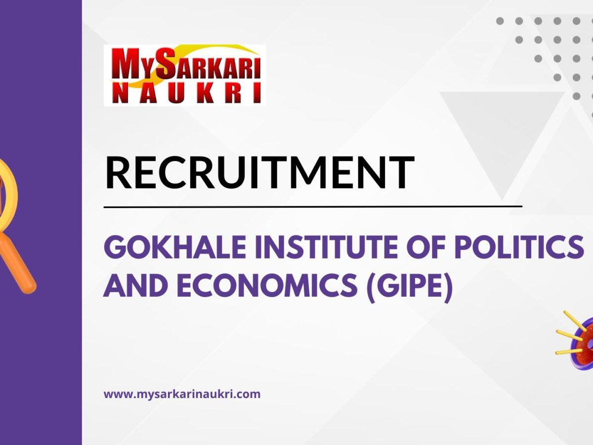 Gokhale Institute of Politics and Economics (GIPE) Recruitment