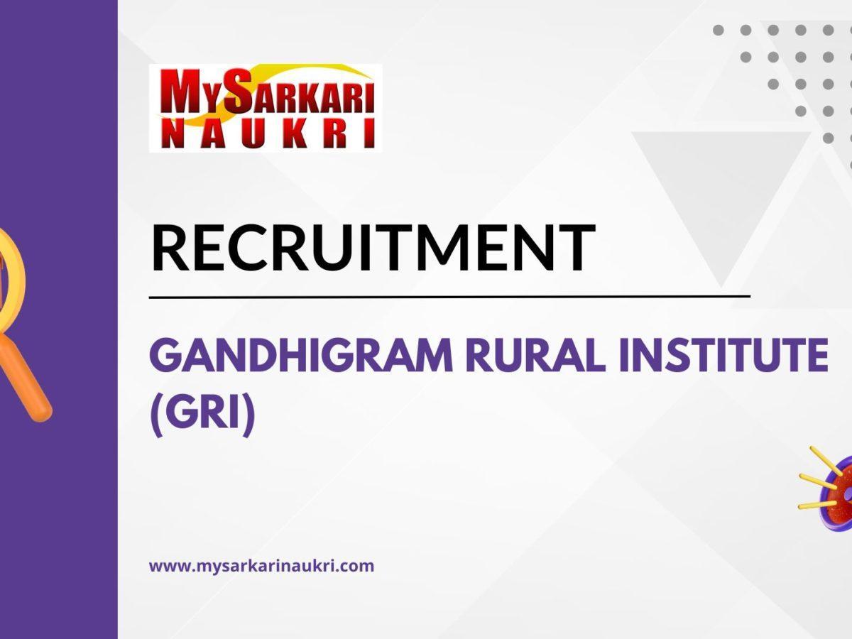 Gandhigram Rural Institute (GRI) Recruitment