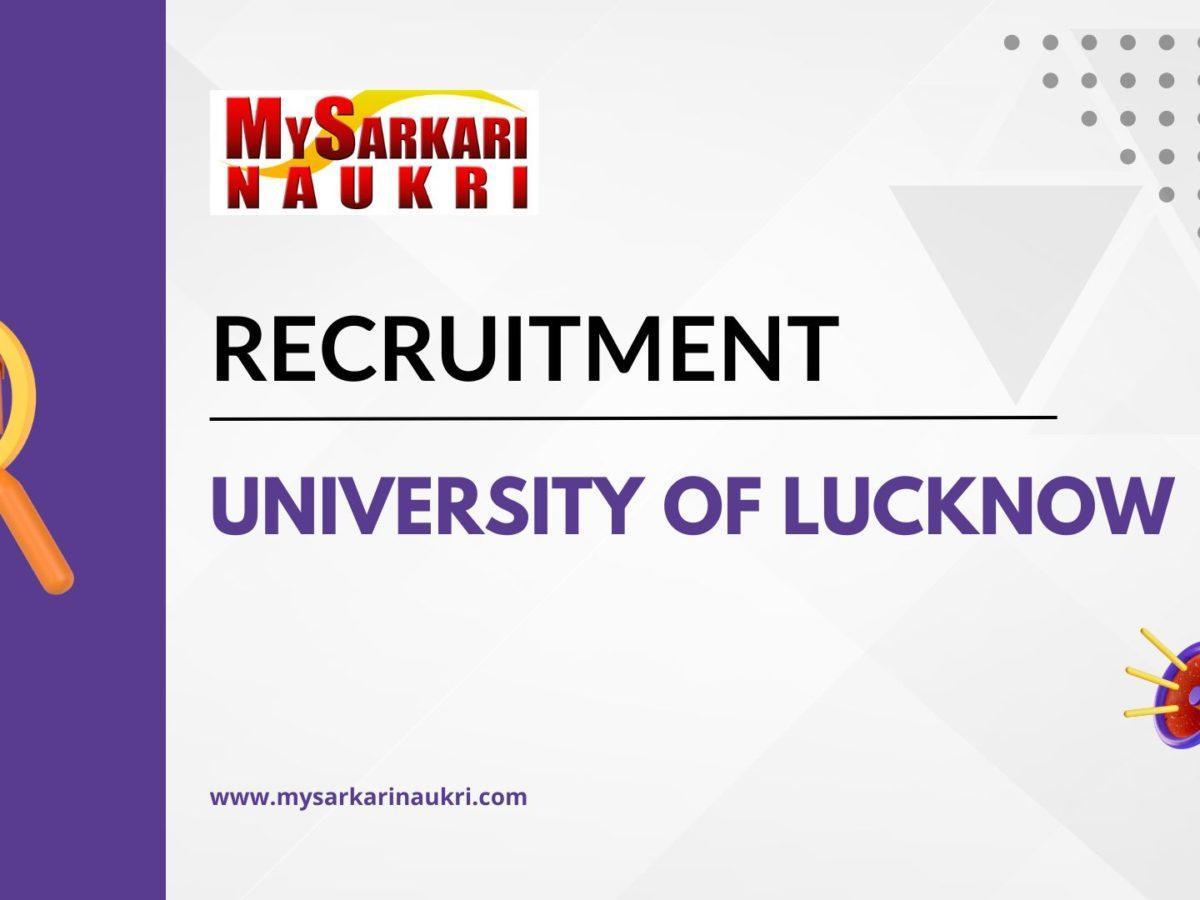 University Of Lucknow Recruitment