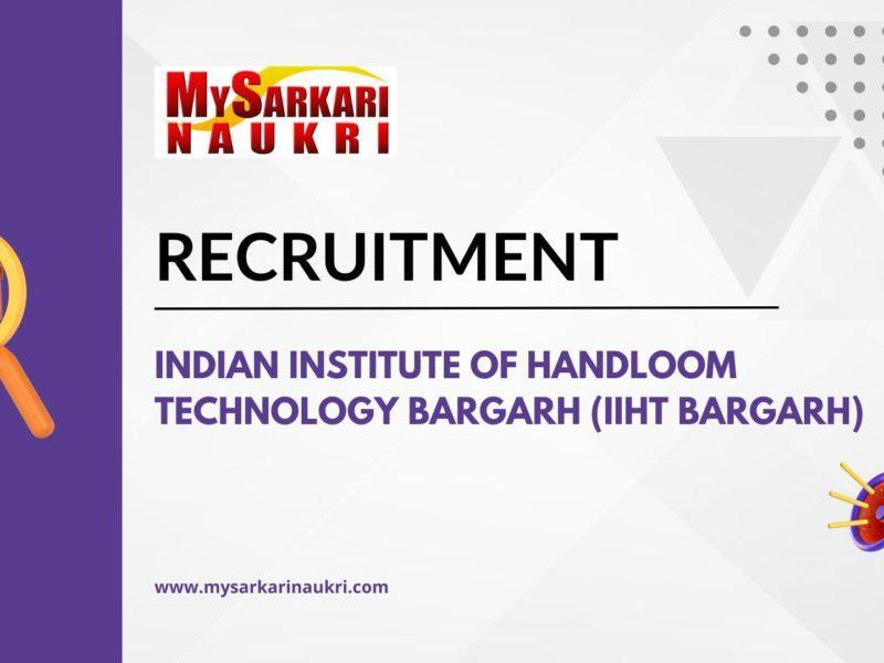 Indian Institute of Handloom Technology Bargarh (IIHT Bargarh) Recruitment